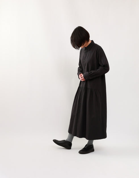 コットンウールの4ギャザーシャツドレス